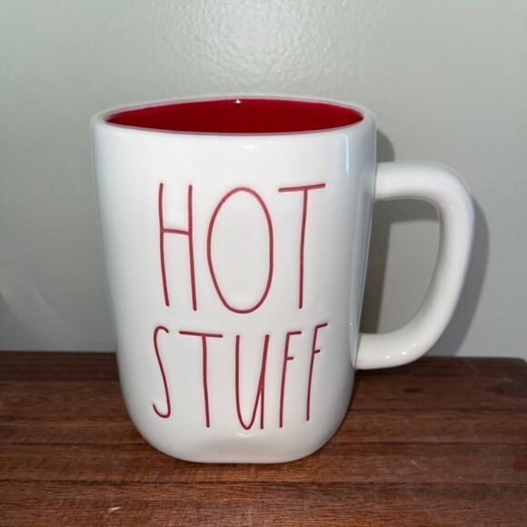 Rae Dunn by Magenta HOT STUFF Coffee Tea White w/ Red Interior New - Picture 1 of 3